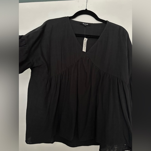 NWT Madewell Monterey Top in True Black, L - Picture 7 of 14